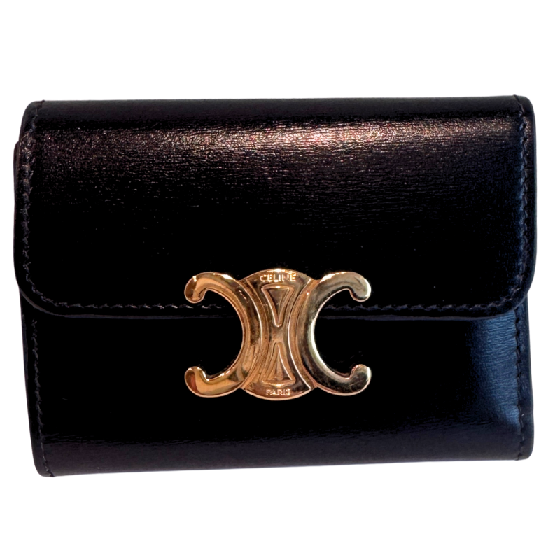 CELINE Triomphe Compact Wallet 新品 Celine Brown Coated Canvas Triomphe Compact Wallet | Yoogi's Closet