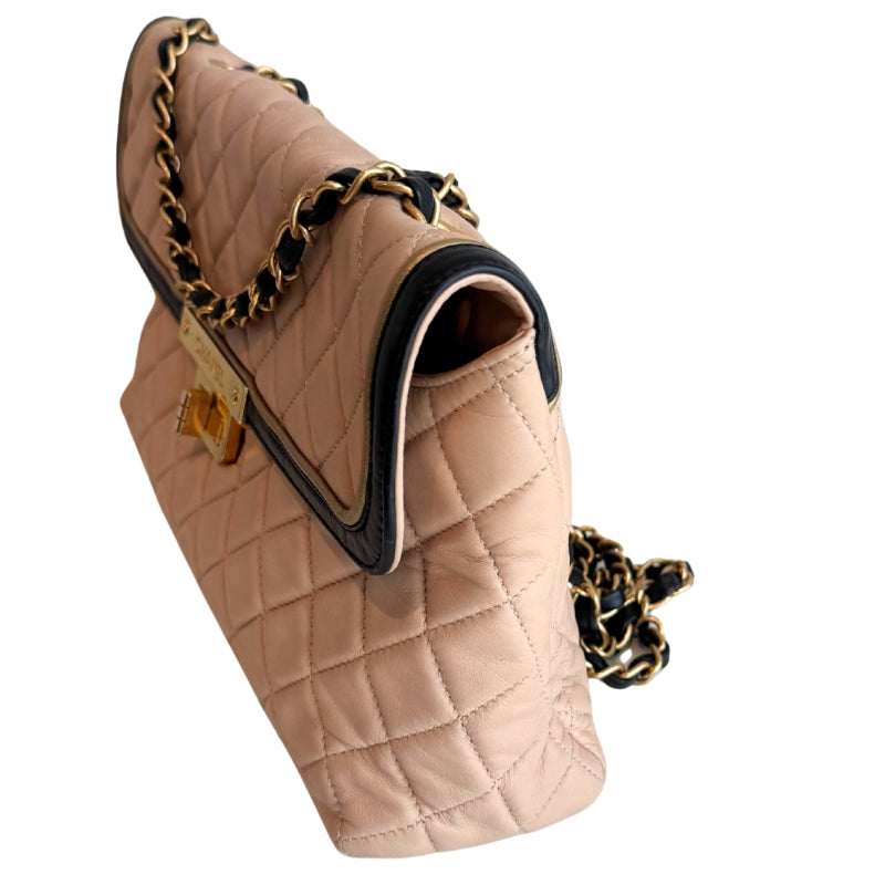 Chanel Two Tone Lambskin Quilted East West Flap Bag
