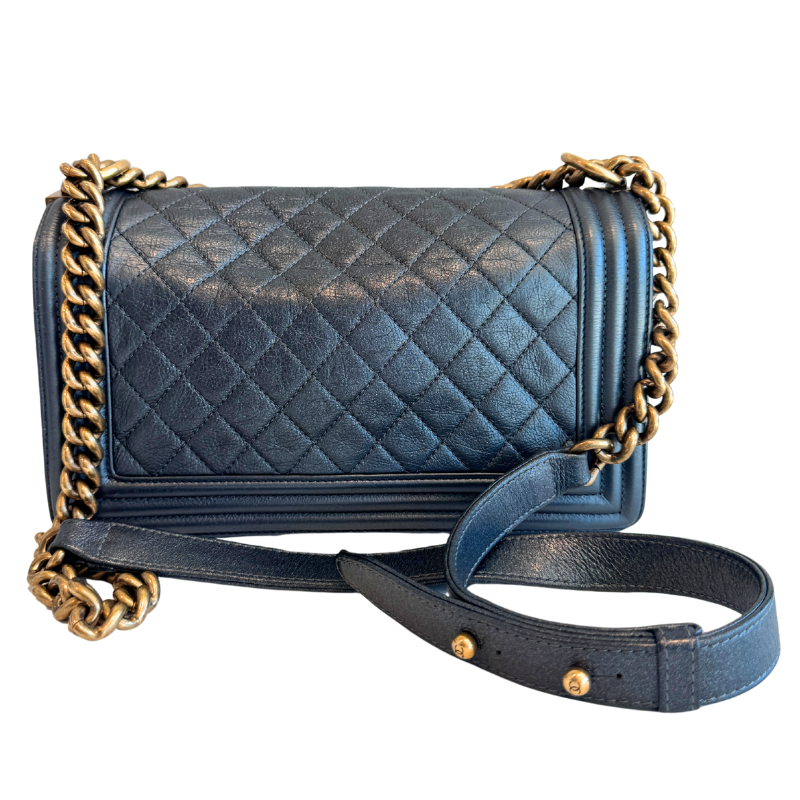 Chanel Metallic Diamond Quilted Medium Boy Bag