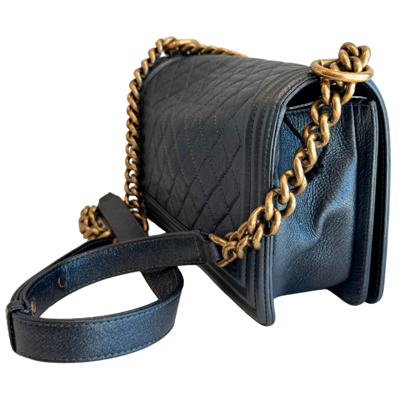 Chanel Metallic Diamond Quilted Medium Boy Bag