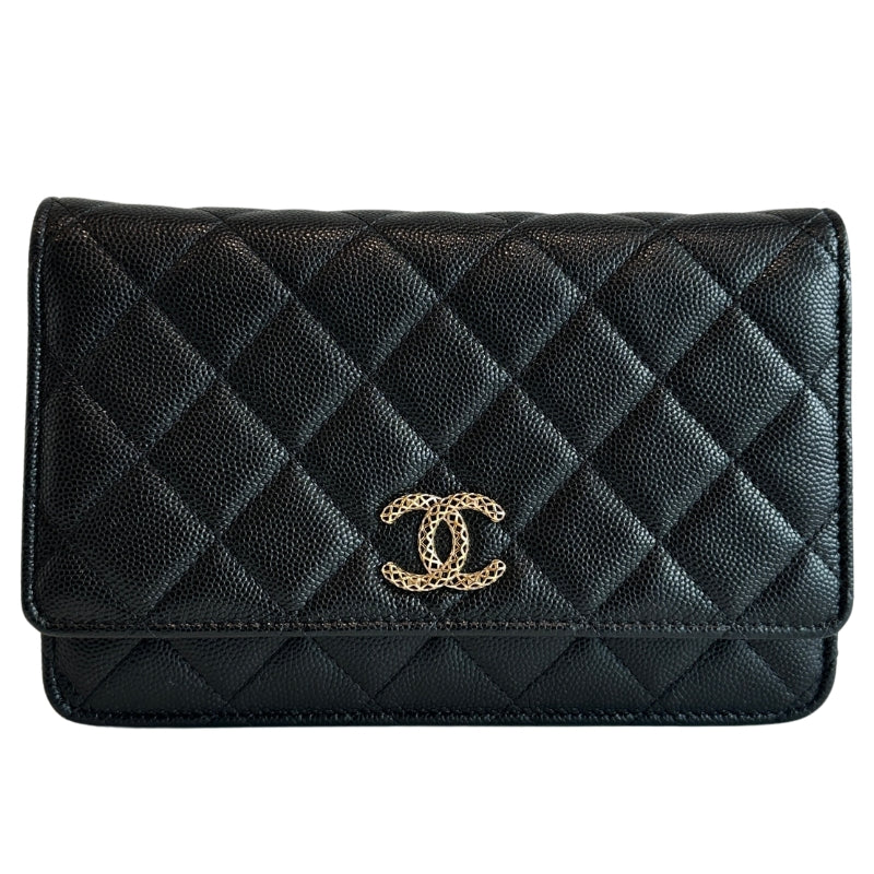 Chanel Quilted Caviar Leather Wallet On Chain