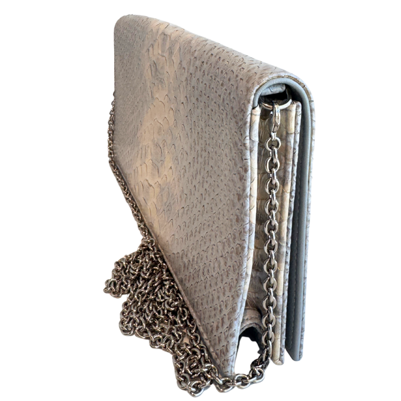 Christian Dior Lady Dior Python Clutch With Chain