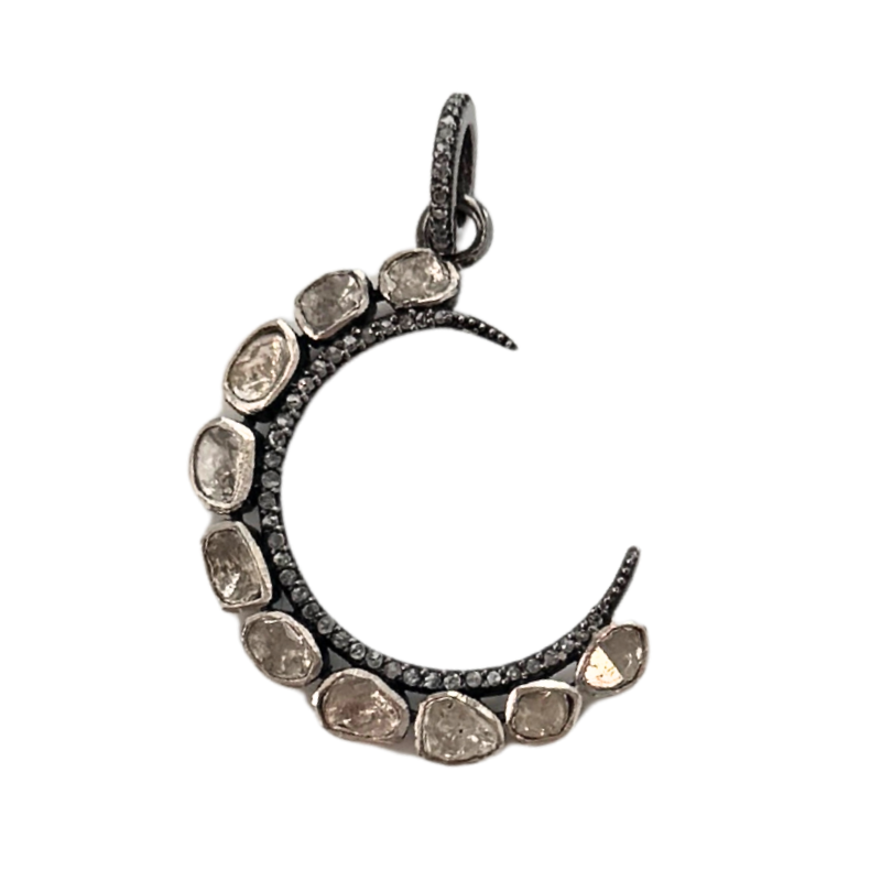 Evergreen Collections Pave Diamond Crescent Pendant