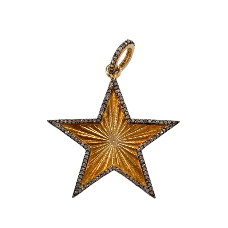 Evergreen Collections Pave Diamond Gold Star Pendant