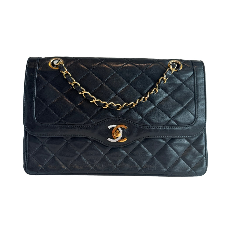 Chanel Multi-Tone Flap Bag 
Multicolor Hardware
Single Interior Pocket 
Diamond Leather 
Turn-Lock Closure 
Leather Lining