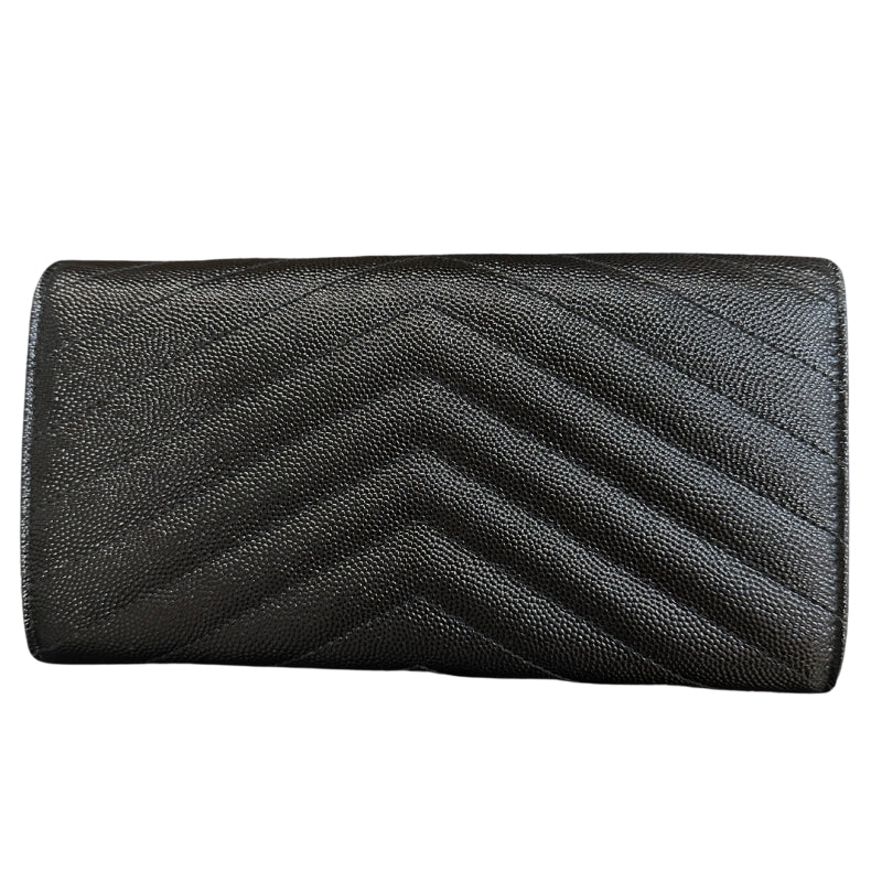 YSL Cassandra Wallet 
Chevron Leather Wallet 
Black Leather
Gold-Toned Hardware 