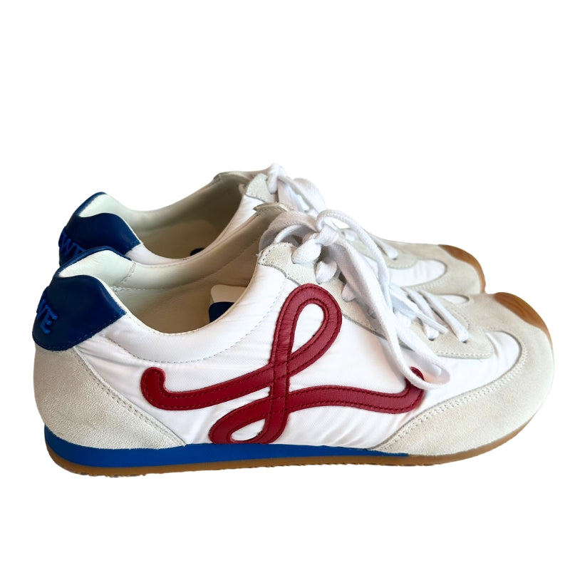 Loewe Nylon Sneaker 
Size 39
Nylon and Calfskin 
Asymmetrical Toe Shape 
Sock-like Internal Structure 
Rubber Outsoles
