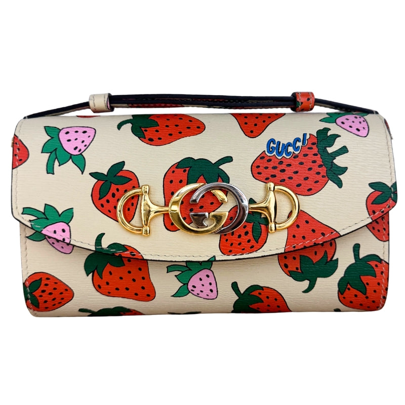 Gucci Strawberry Print Mini Zumi Bag