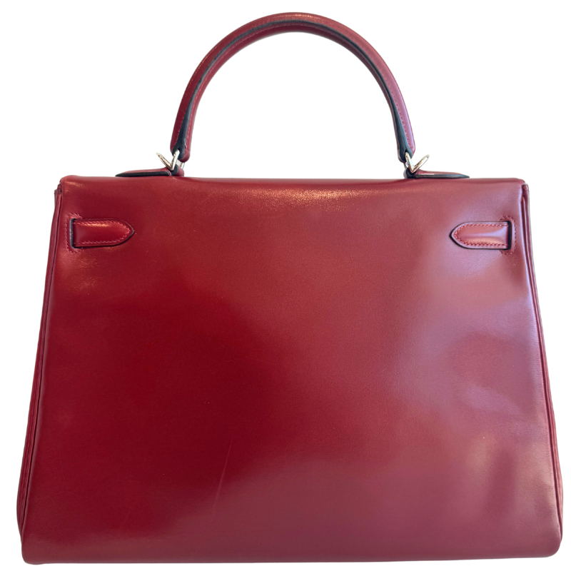 Hermes Kelly Retourne 35 Burgundy Box Calf Leather 2011