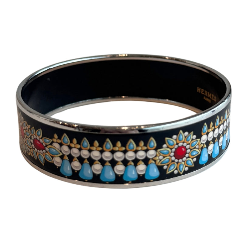 Hermes Vintage Wide Enamel Printed Bangle
