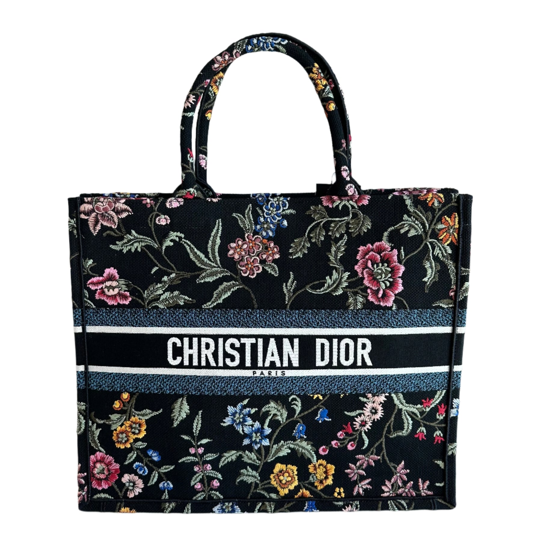 Christian Dior Book Tote
Multicolor Floral Canvas
Black Canvas
Embroidered
Open Top 