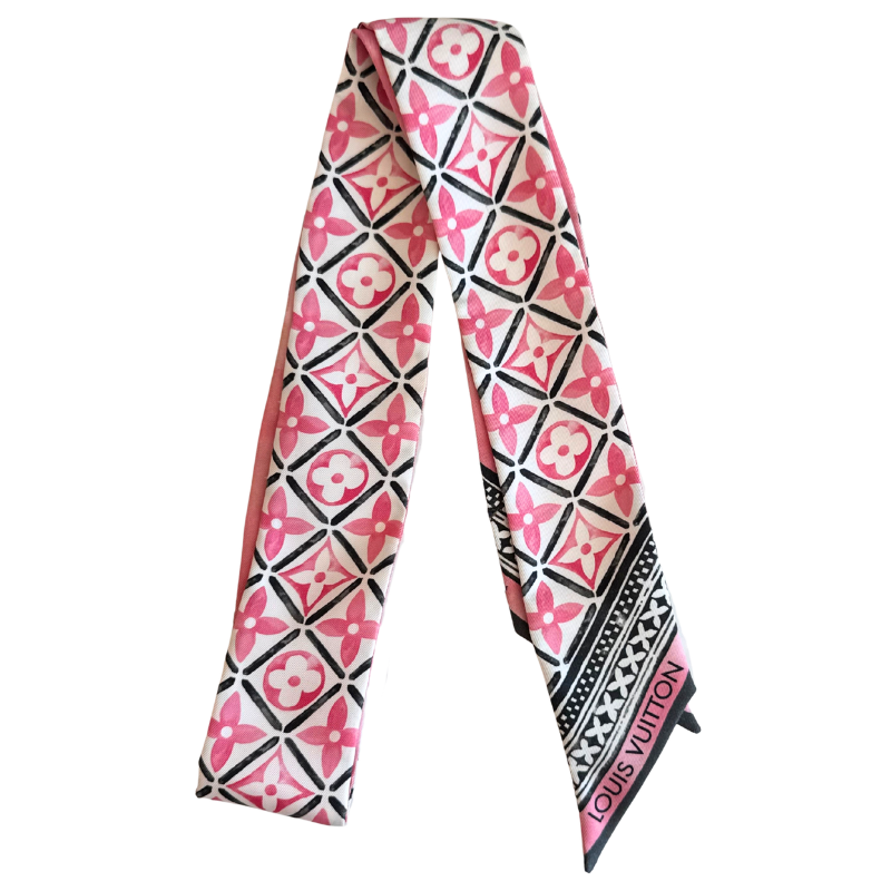 Louis Vuitton Silk Monogram Flower Tile BB Bandeau Scarf
