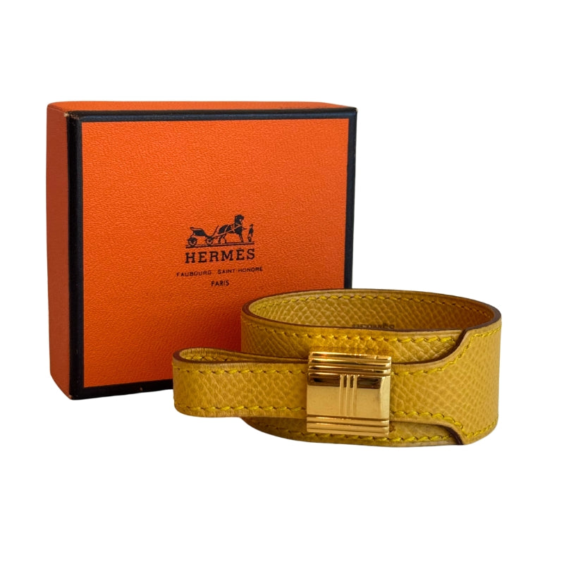 Hermes Artemis Mustard Colored Leather Bracelet