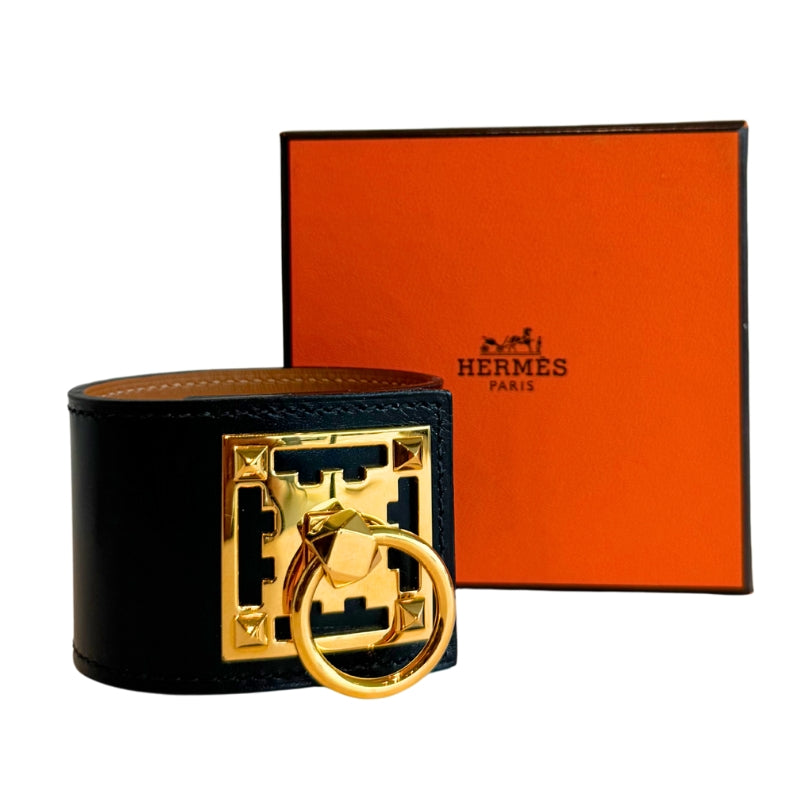 Hermes Leather Créneau Cuff Bracelet