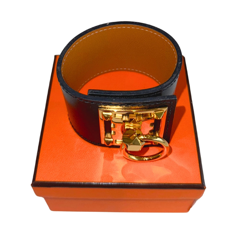 Hermes Leather Créneau Cuff Bracelet