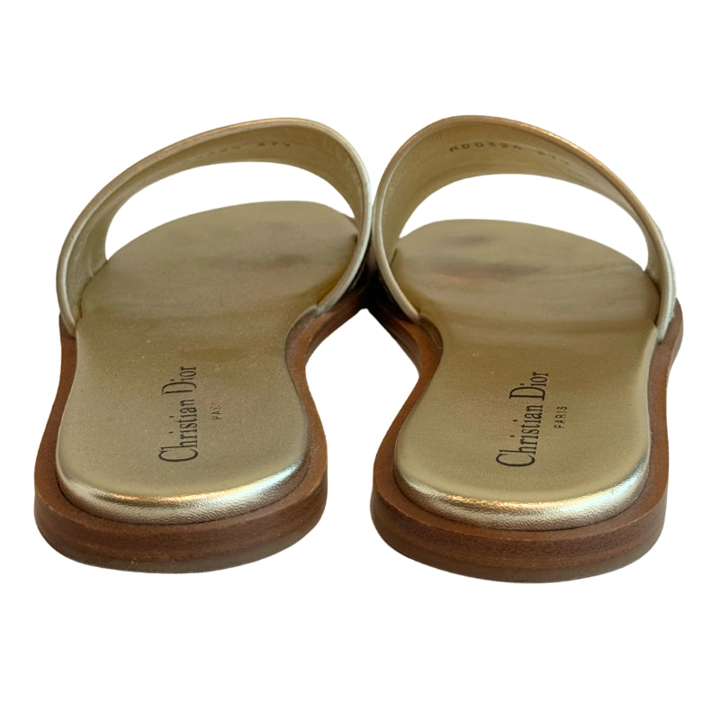 Christian Dior Gold Colored Flat Slides