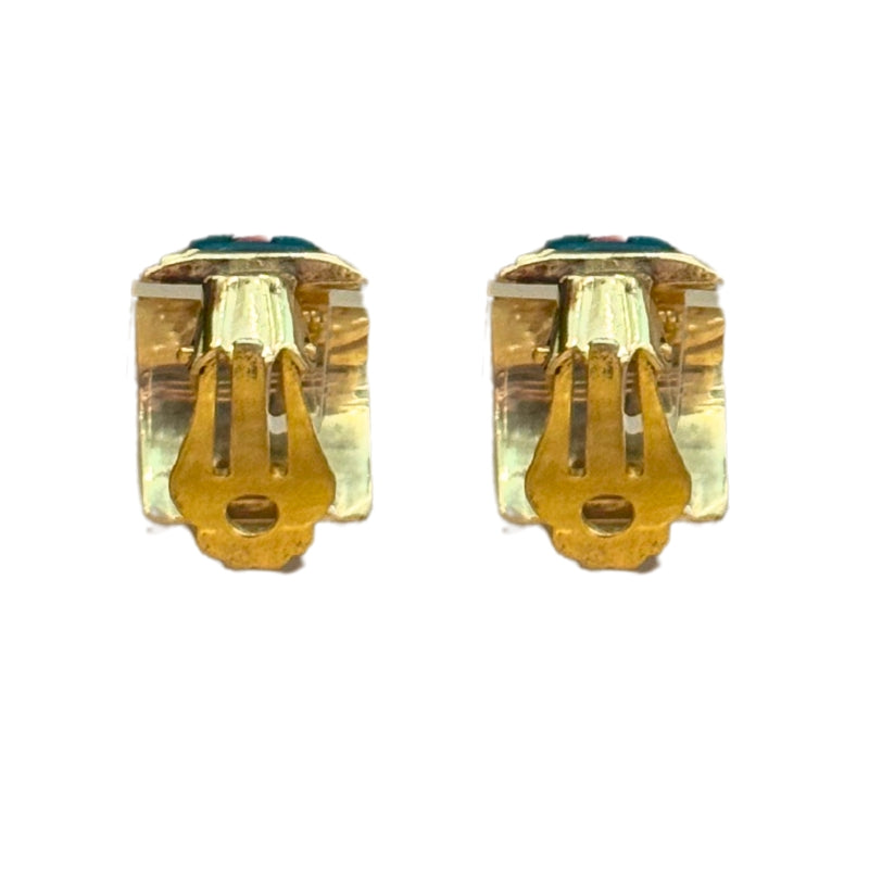 Hermes Greed Colored Enamel Clip Earrings