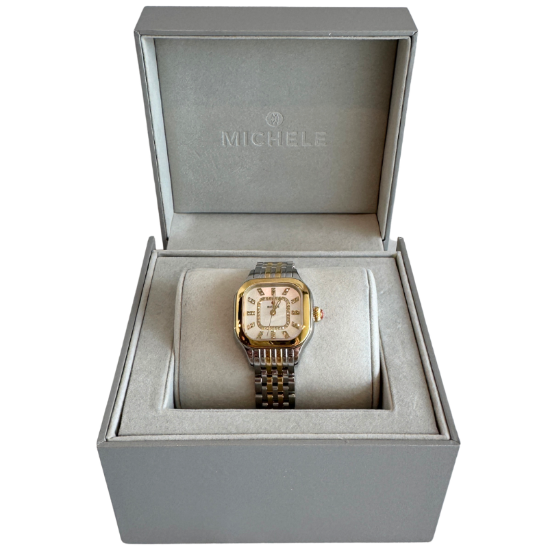 Michele Meggie Two Tone Diamond Dial Watch