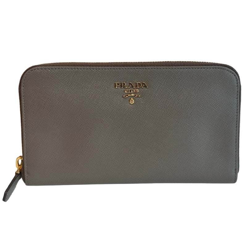 Prada Large Grey Saffiano Leather Wallet