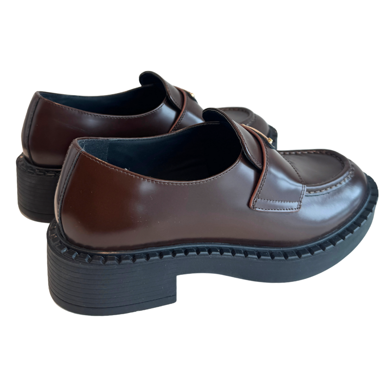 Prada Leather Triangle Logo Loafers