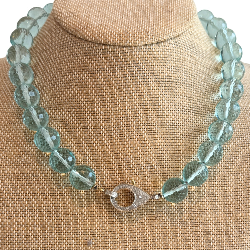 The Woods Faceted Bead Pave Diamond Clasp Necklace