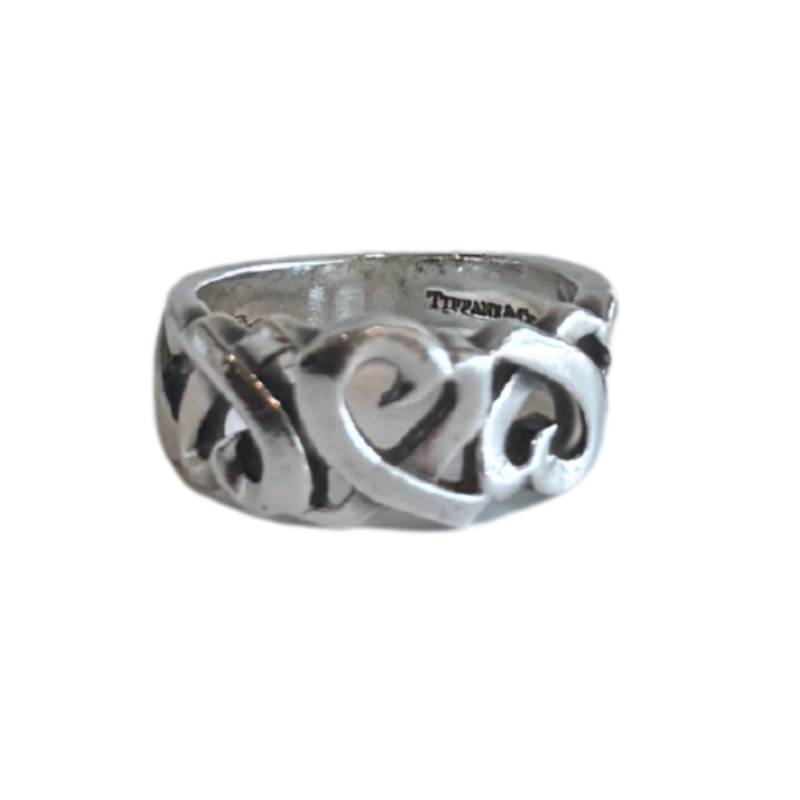 Tiffany & Co. Sterling Silver Triple Loving Heart Ring