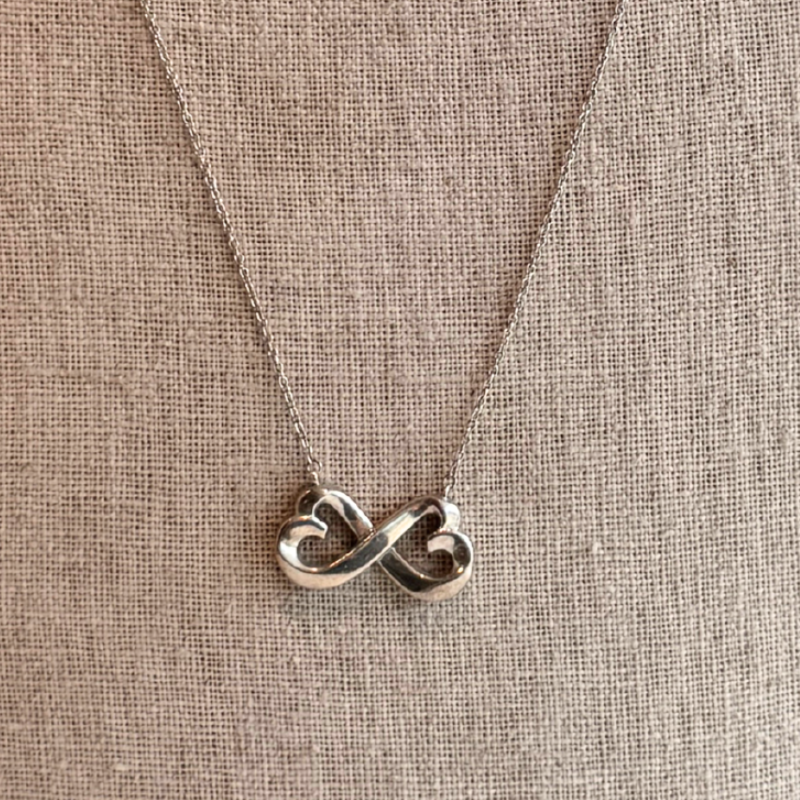 Tiffany & Co. Sterling Silver Infinity Double Loving Heart Necklace