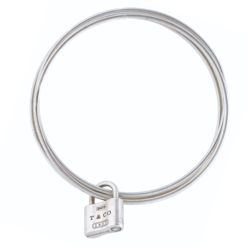 Tiffany & Co. Sterling Silver Lock Triple Bangle Bracelet