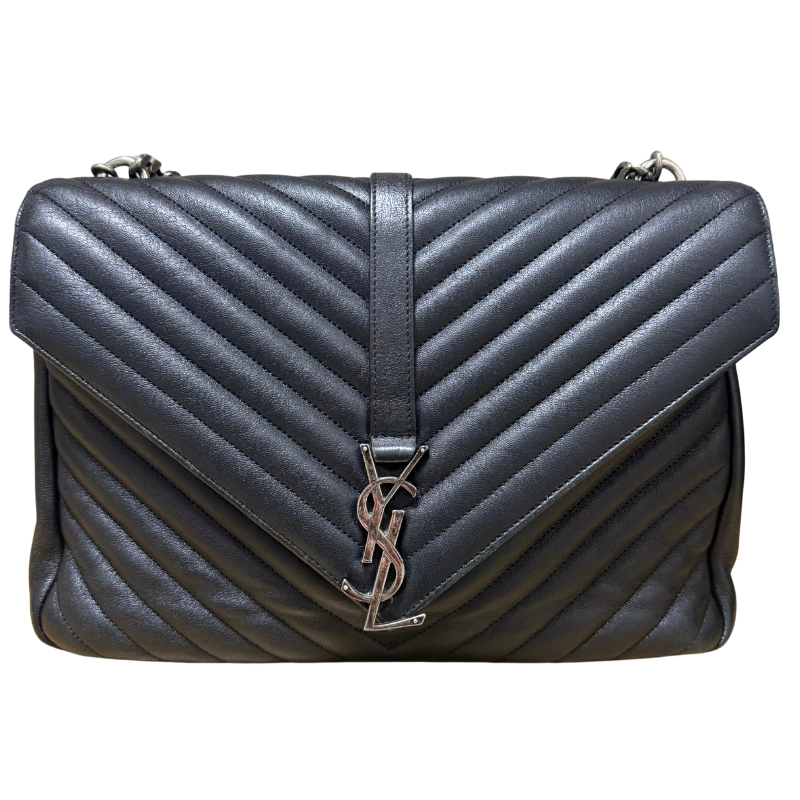 Saint Laurent Chevron Leather Monogram Large College Bag