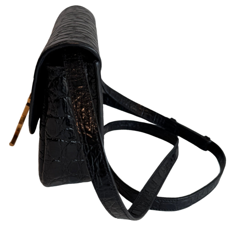 Saint Laurent Crocodile Embossed Calfskin Small Kaia Satchel