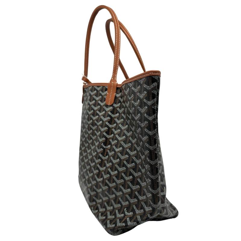 Goyard St Louis Tote Black Printed Goyardine Silver-Toned Hardware Leather Trim Embellishments Dual Shoulder Straps Canvas Lining Open Top Includes Interior Zip Pouch Dust Bag Included