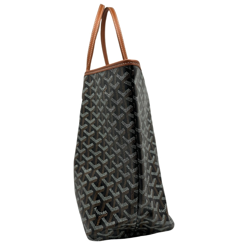 Goyard St Louis Tote Black Printed Goyardine Silver-Toned Hardware Leather Trim Embellishments Dual Shoulder Straps Canvas Lining Open Top Includes Interior Zip Pouch Dust Bag Included