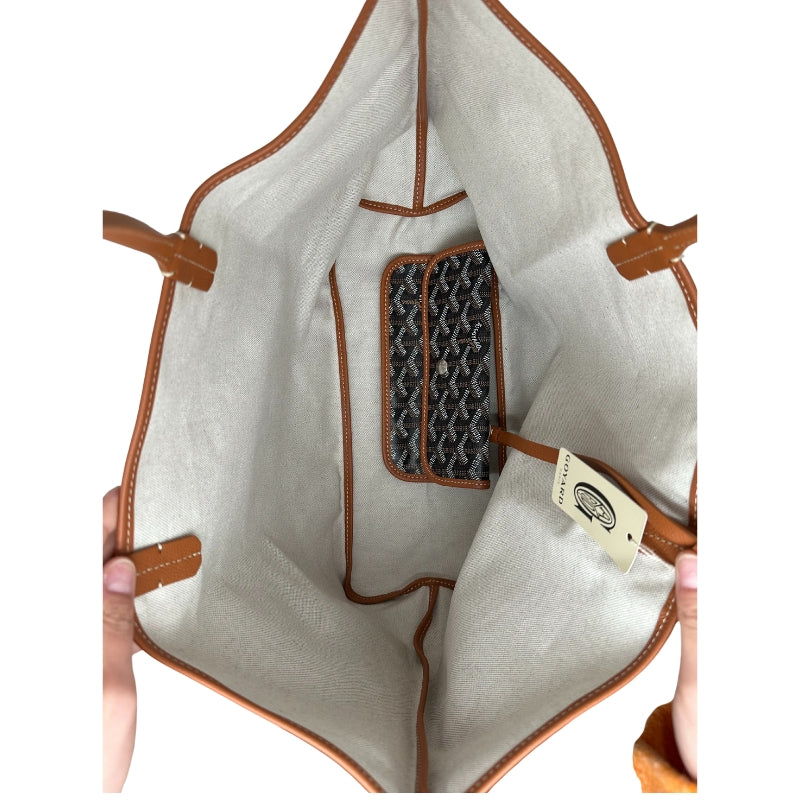Goyard St Louis Tote Black Printed Goyardine Silver-Toned Hardware Leather Trim Embellishments Dual Shoulder Straps Canvas Lining Open Top Includes Interior Zip Pouch Dust Bag Included