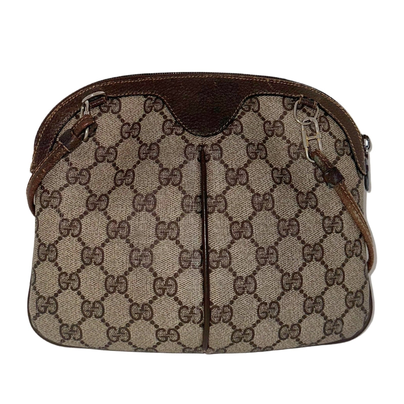 Gucci Ophidia Dome Crossbody Brown Canvas Gold Silver Toned Hardware Single Shoulder Strap Leather Trim Embellishments One Interior Pocket Suede Interior