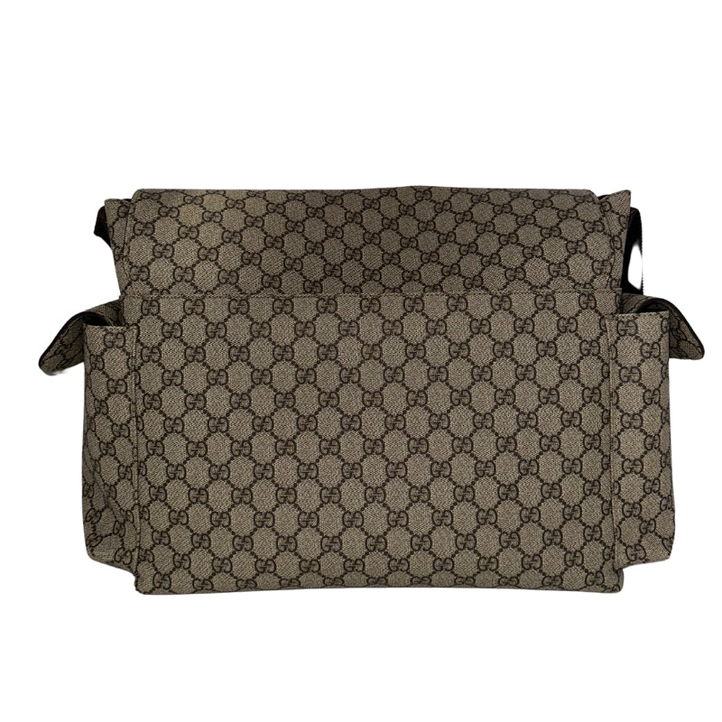 Gucci Diaper Bag Messenger Bag Brown Canvas Gold-Toned Hardware Single Adjustable Strap Exterior Pockets Nylon Lining Interior Flap Closure Front