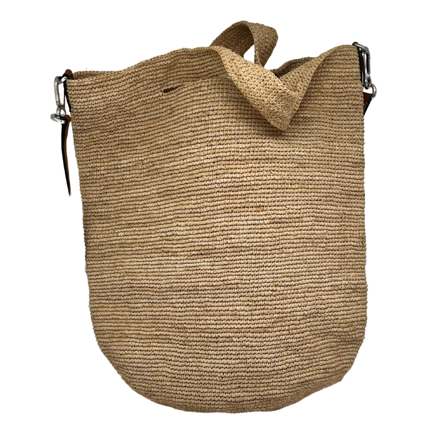 Loewe Large Raffia Slit Tote, Neutral Raffie Exterior, Leather Loewe Logo, Silver Tone Hardware, Cutout Handles, Detachable Adjustable Shoulder Strap, Open Top, Dust bag Included, Condition: Excellent