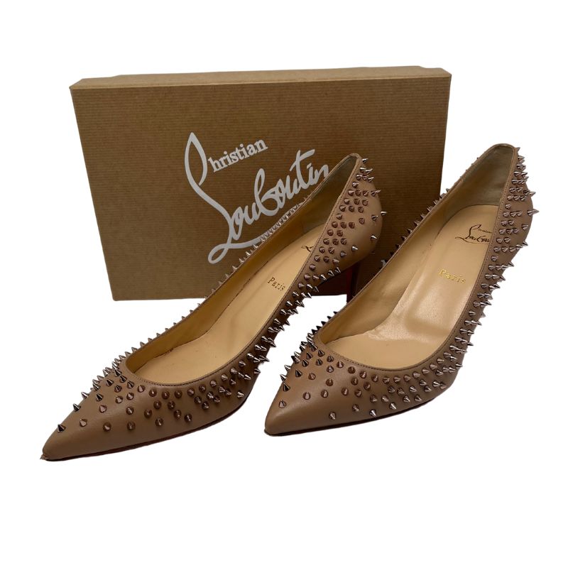Christian Louboutin Escarpic 100 Pumps, neutral leather, spike accents, pointed toe, stiletto heel. Great condition, size 41