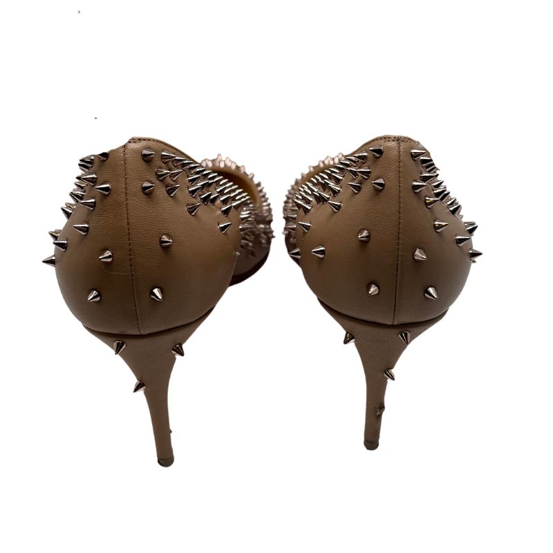 Christian Louboutin Escarpic 100 Pumps, neutral leather, spike accents, pointed toe, stiletto heel. Great condition, size 41