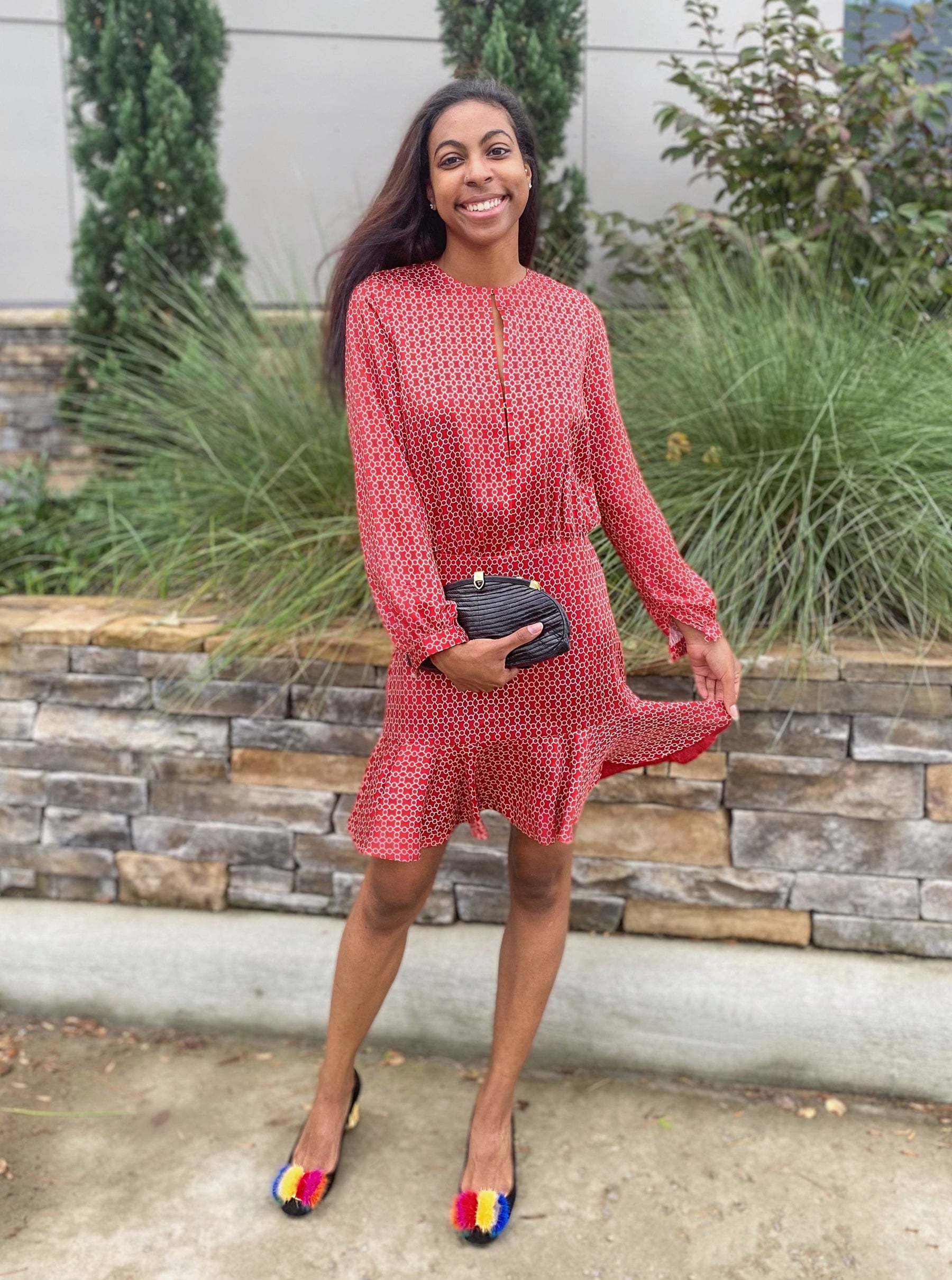 Alexis Printed Eye-hook Dress