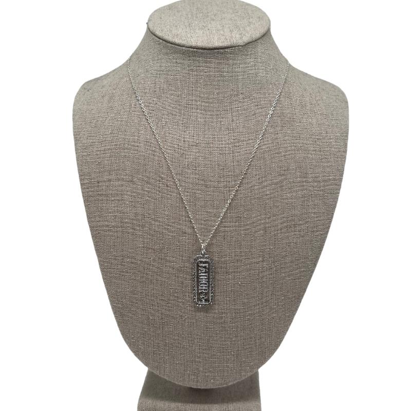 designer button necklace, authentic rhinestone dior logo button, silver chain