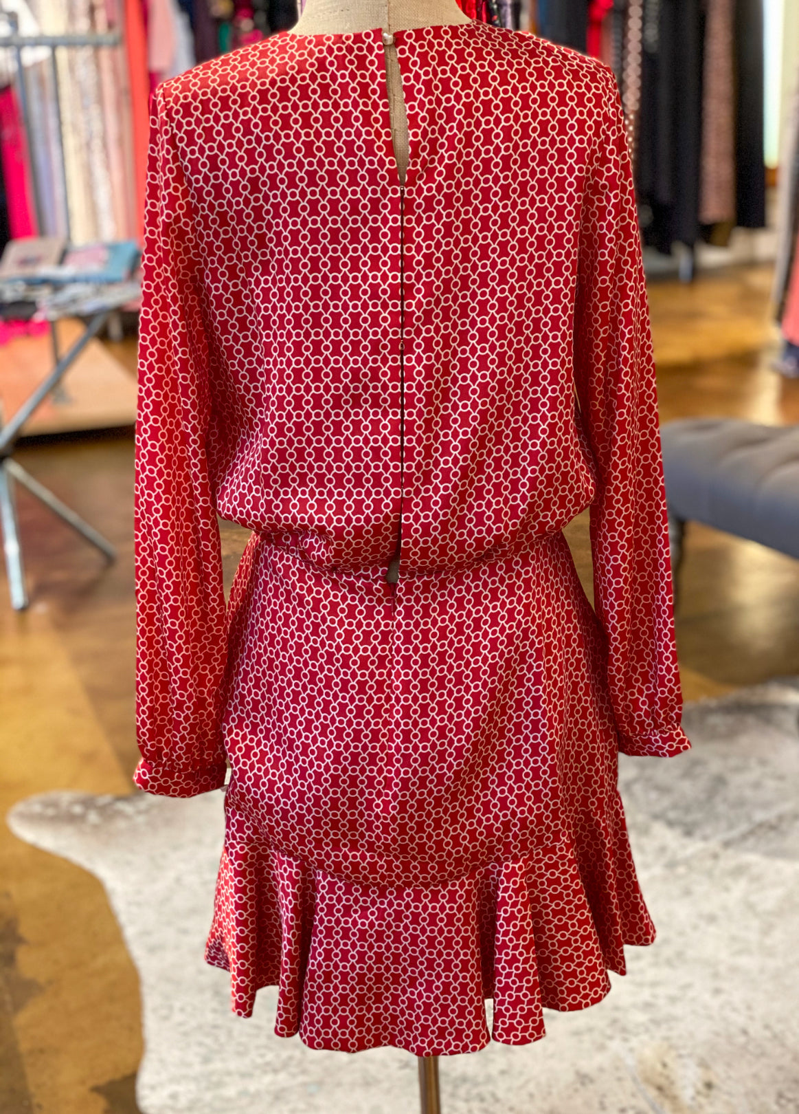 Alexis Printed Eye-hook Dress Back