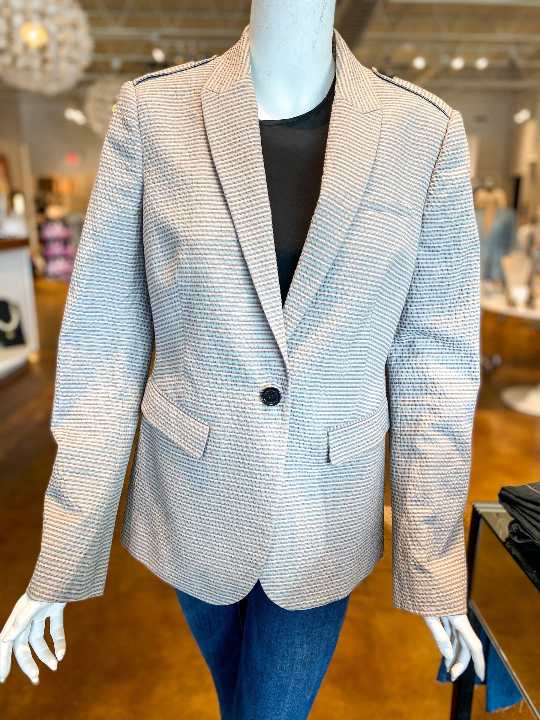 Burberry Seersucker Blazer Gray