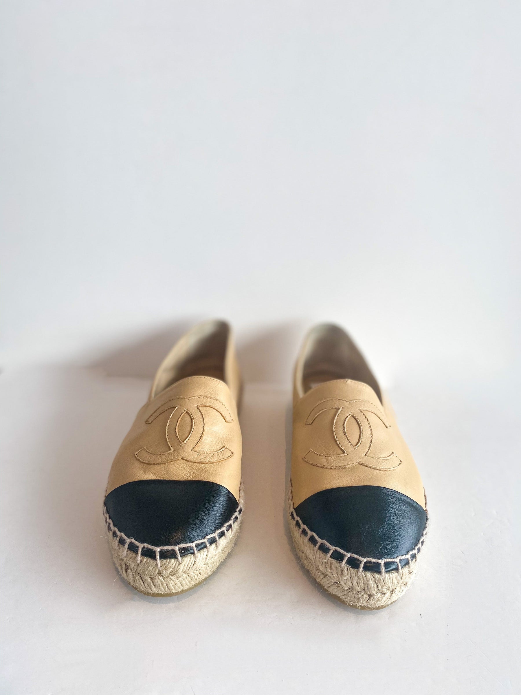 Chanel Leather Espadrille Interlocking CC Logo Front