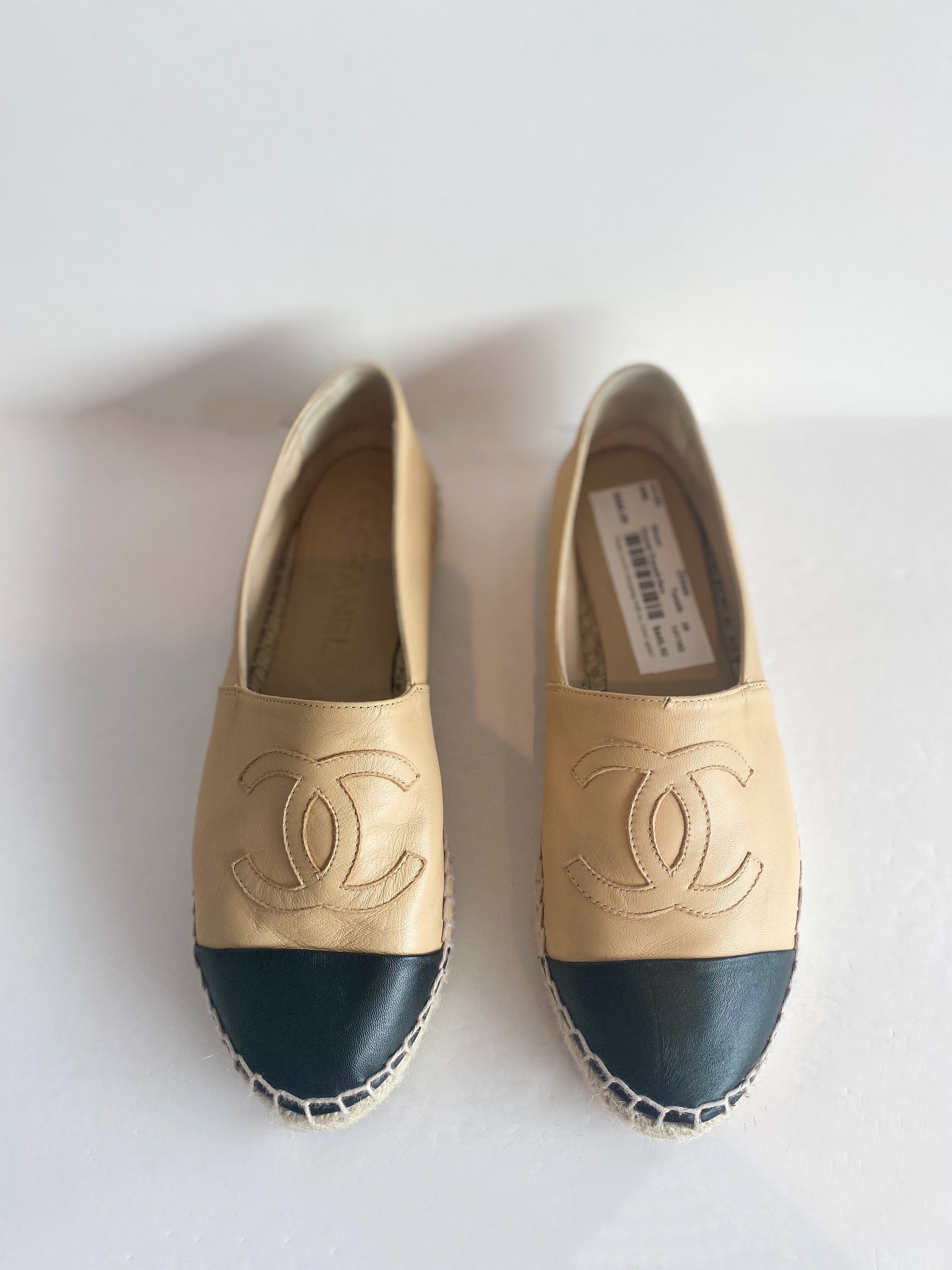 Chanel Leather Espadrille Interlocking CC Logo Tops