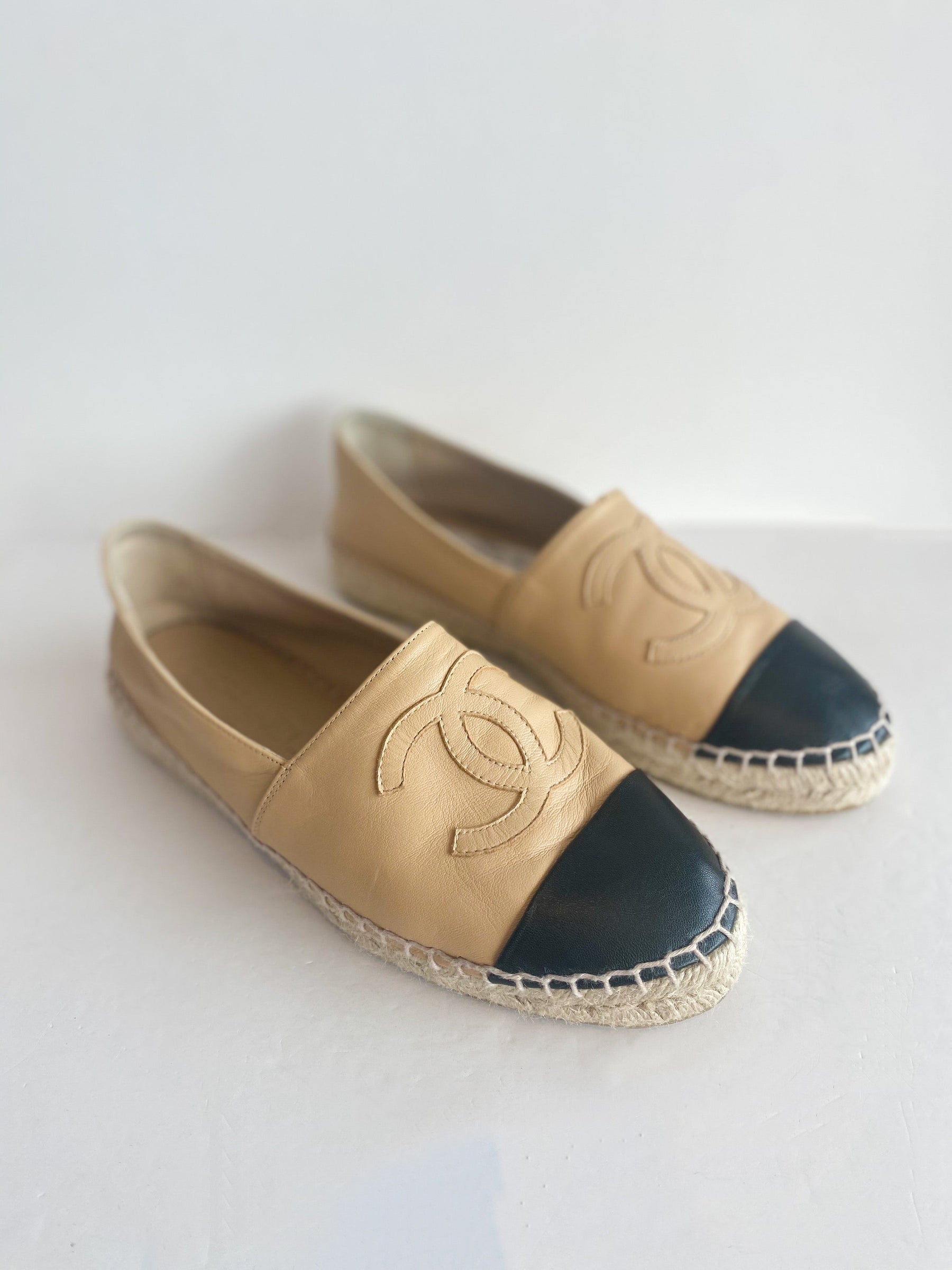 Chanel Leather Espadrille Interlocking CC Logo