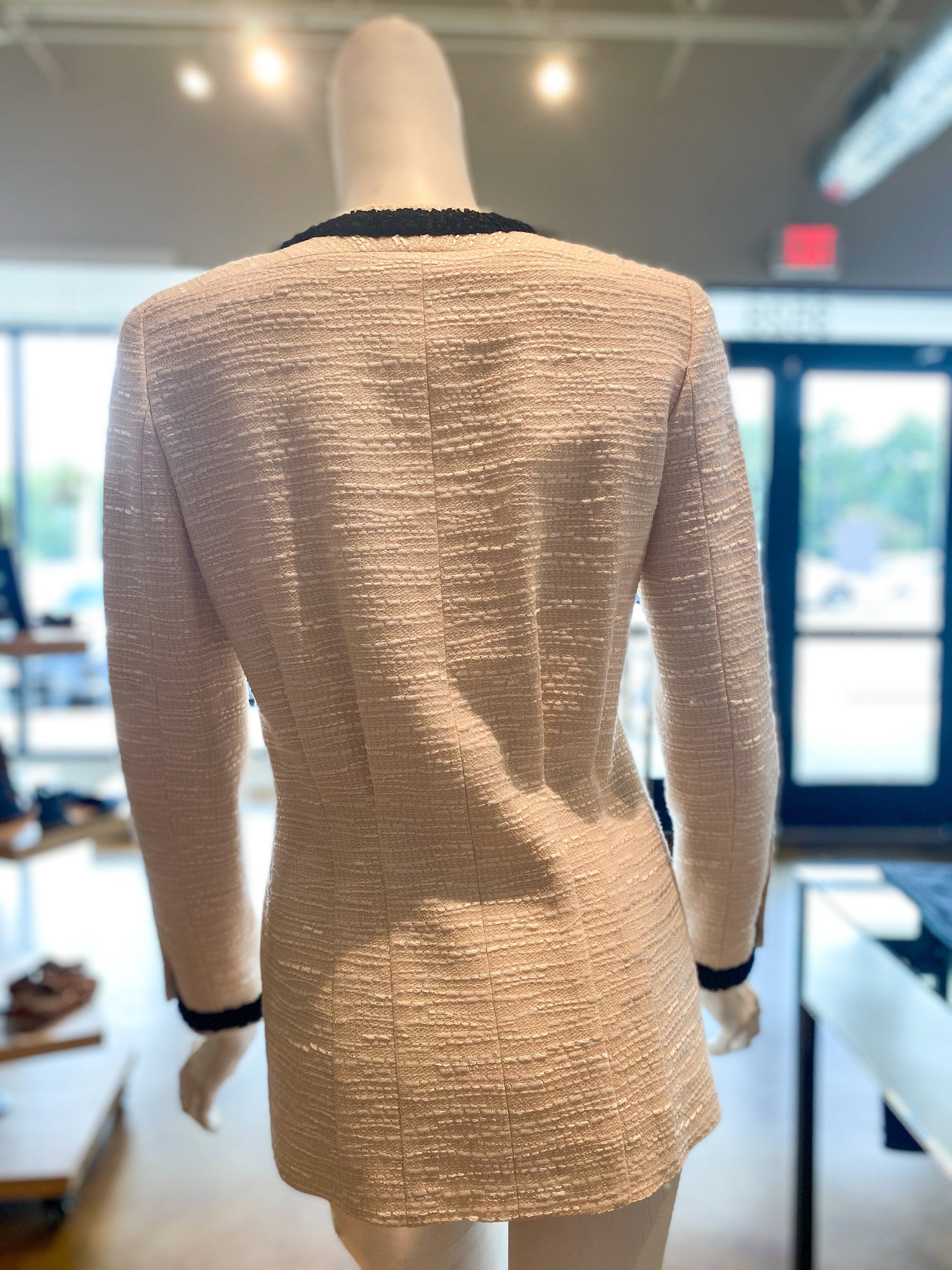 Chanel Tweed Zipper Blazer Back White Euro Buttons