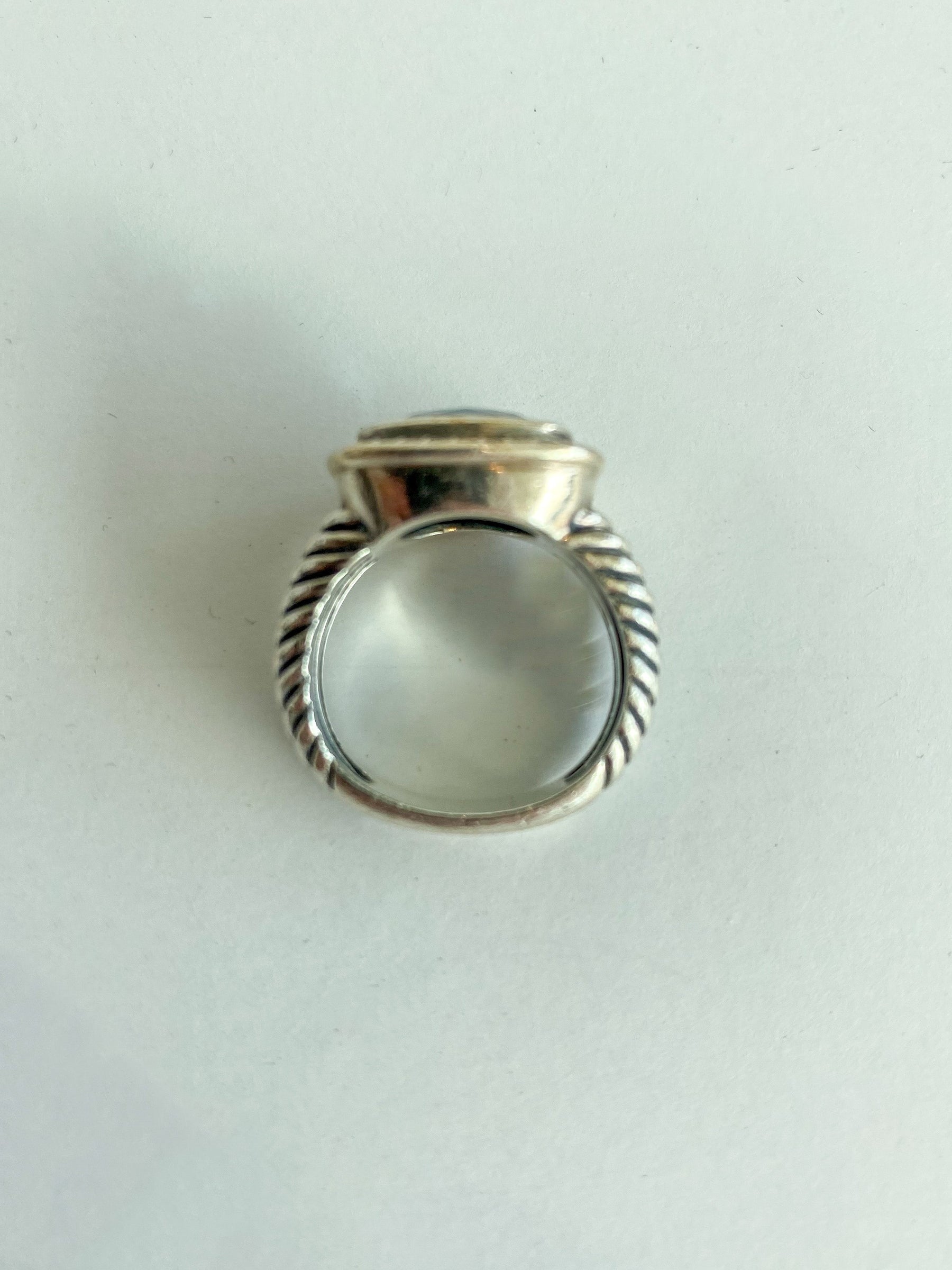 David Yurman Albion Ring Blue Topaz Diamonds Silver