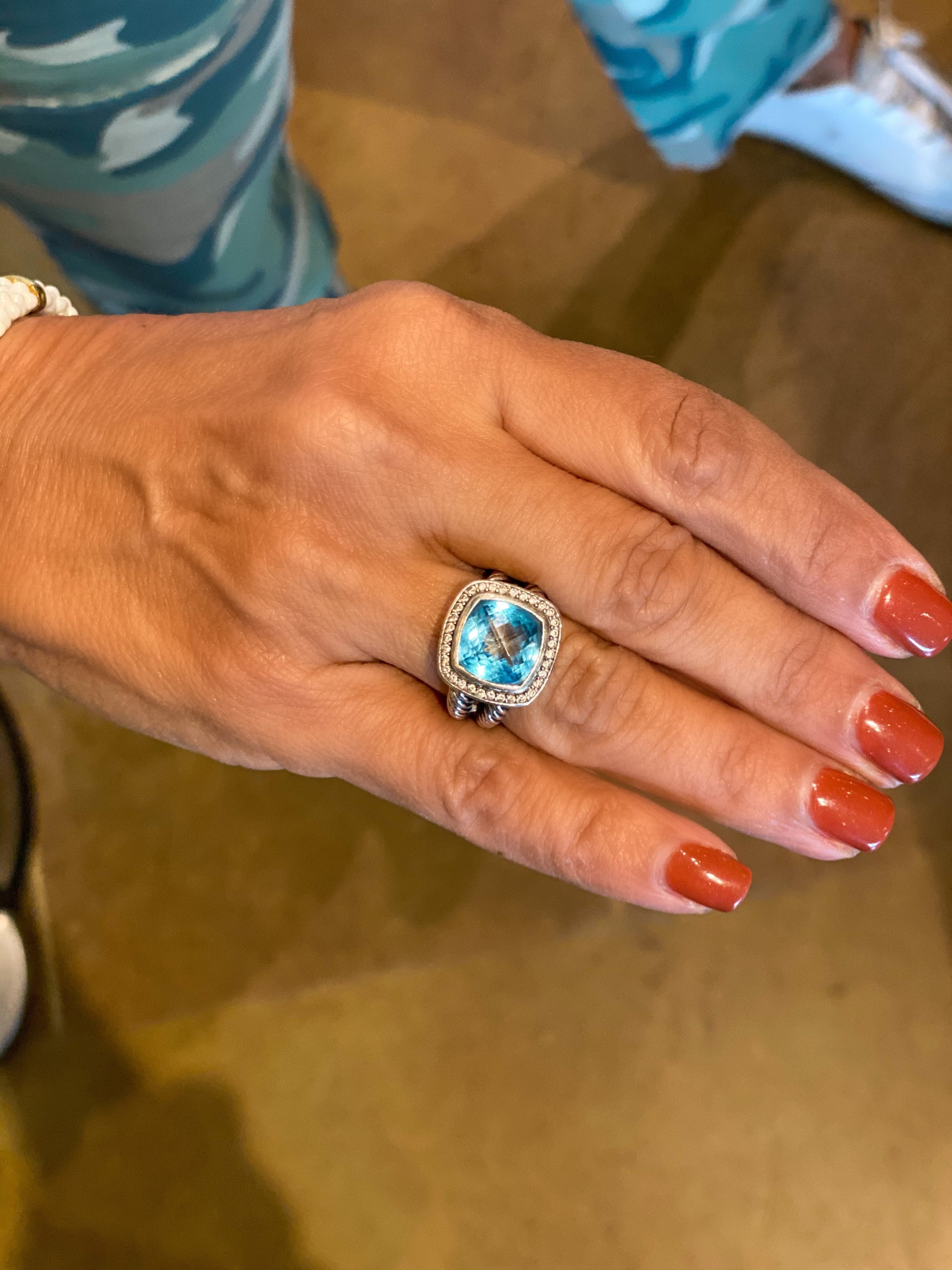 David Yurman Topaz Ring on Model