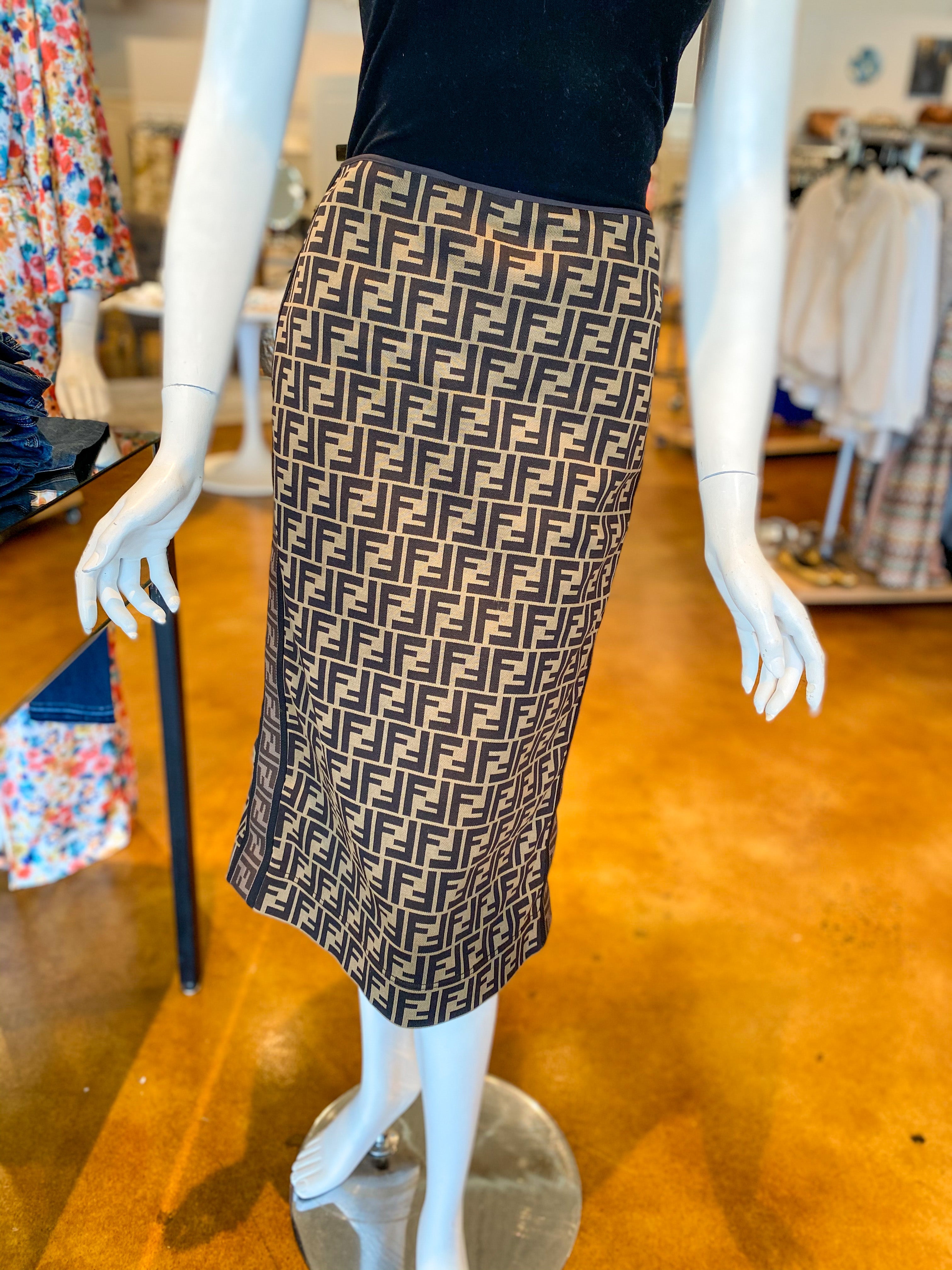 VIP【送料関税込】FENDI EMBROIDERED MIDI SKIRT FENDI embroidered-logo Midi Skirt | Grey | FARFETCH ID