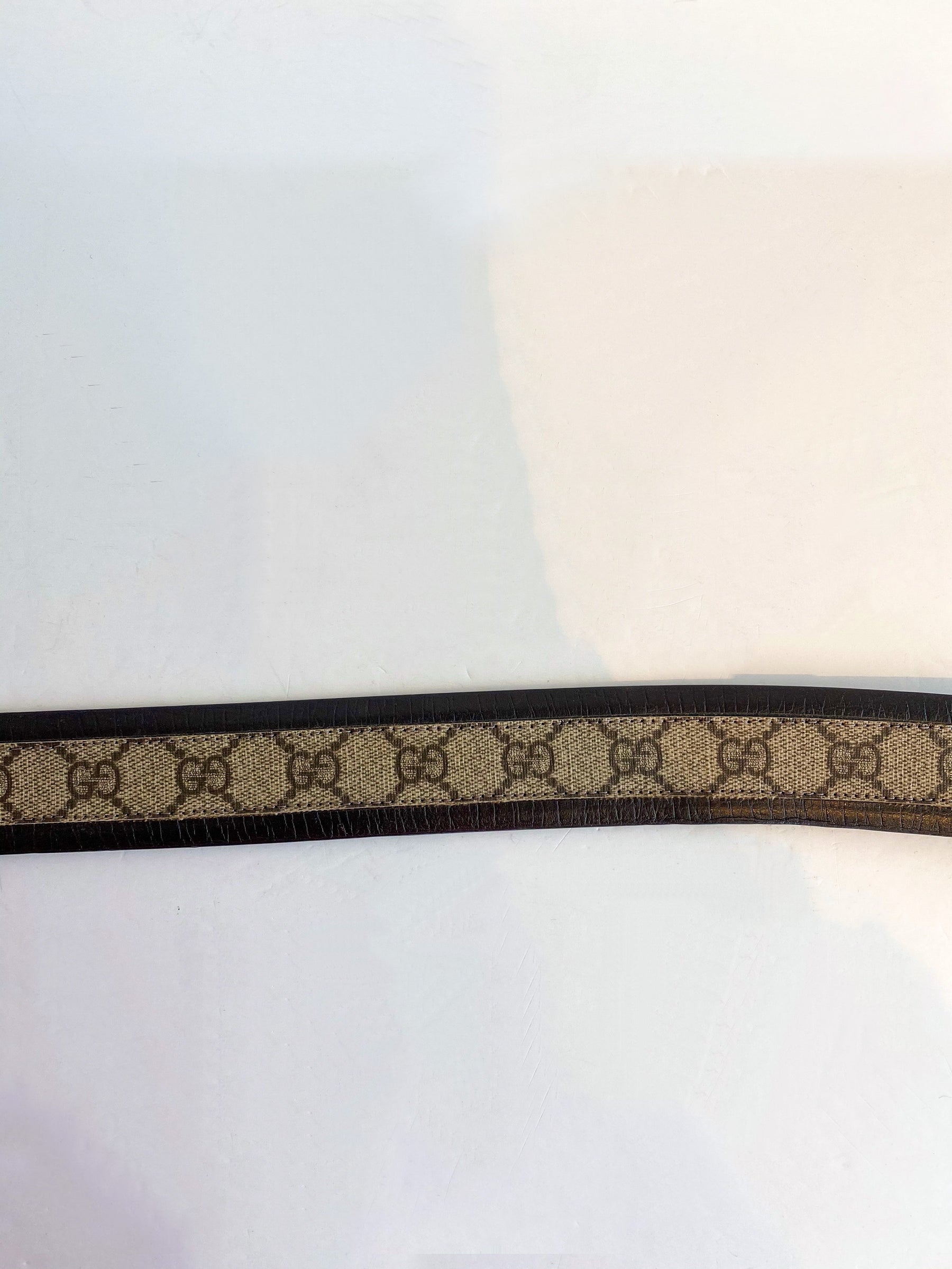 Gucci Guccissima GG Logo Belt Brown Leather Tan Canvas